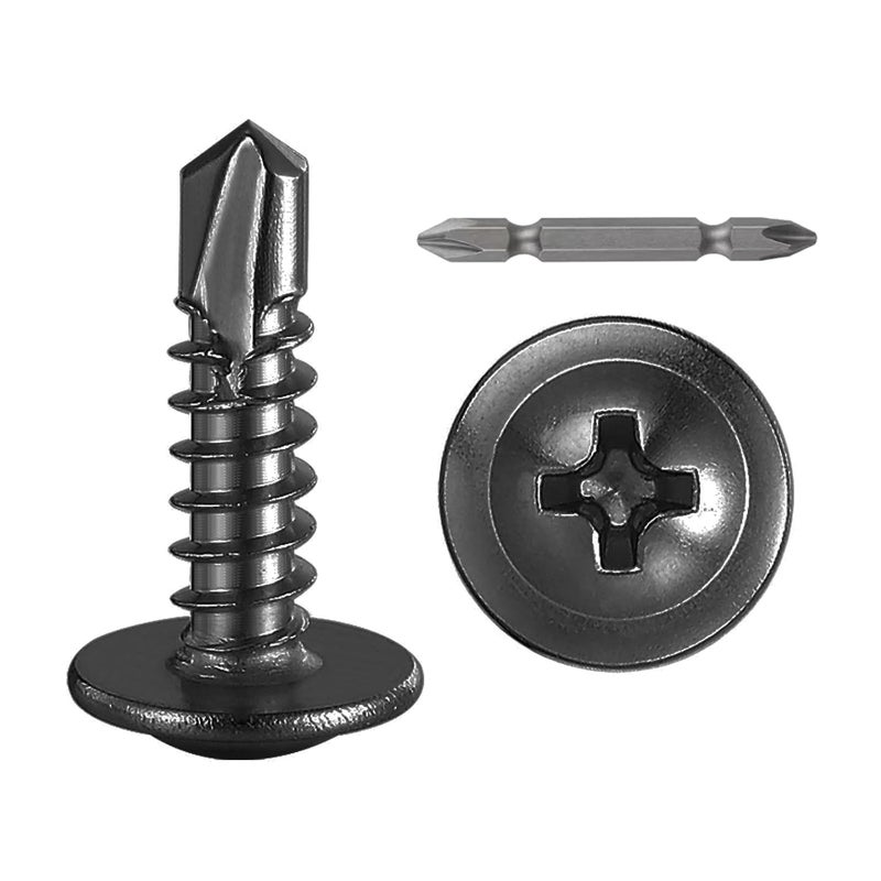Wensilon Store (350Pcs)#8×5/8” for Sheet Metal Self-Tapping Screws 410 Black Stainless Steel Truss Head High-Strength Quick Tapping - Image 1